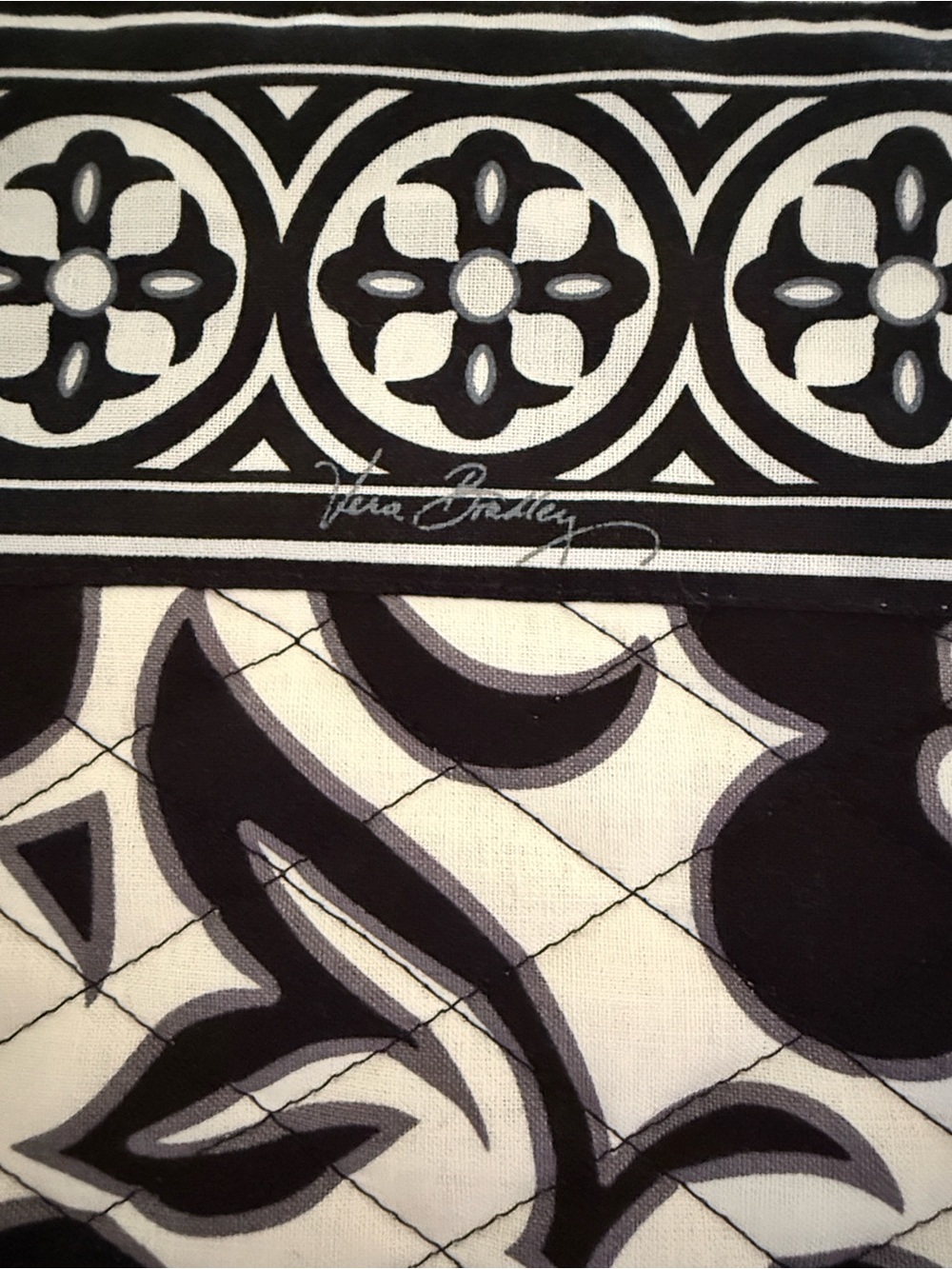 Vera Bradley Quilted iPad Tech Pouch in Black and White